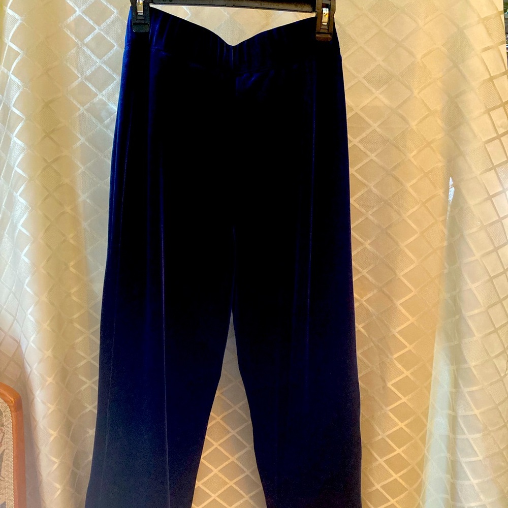 Susan Graver, stretch velvet, navy pants, small